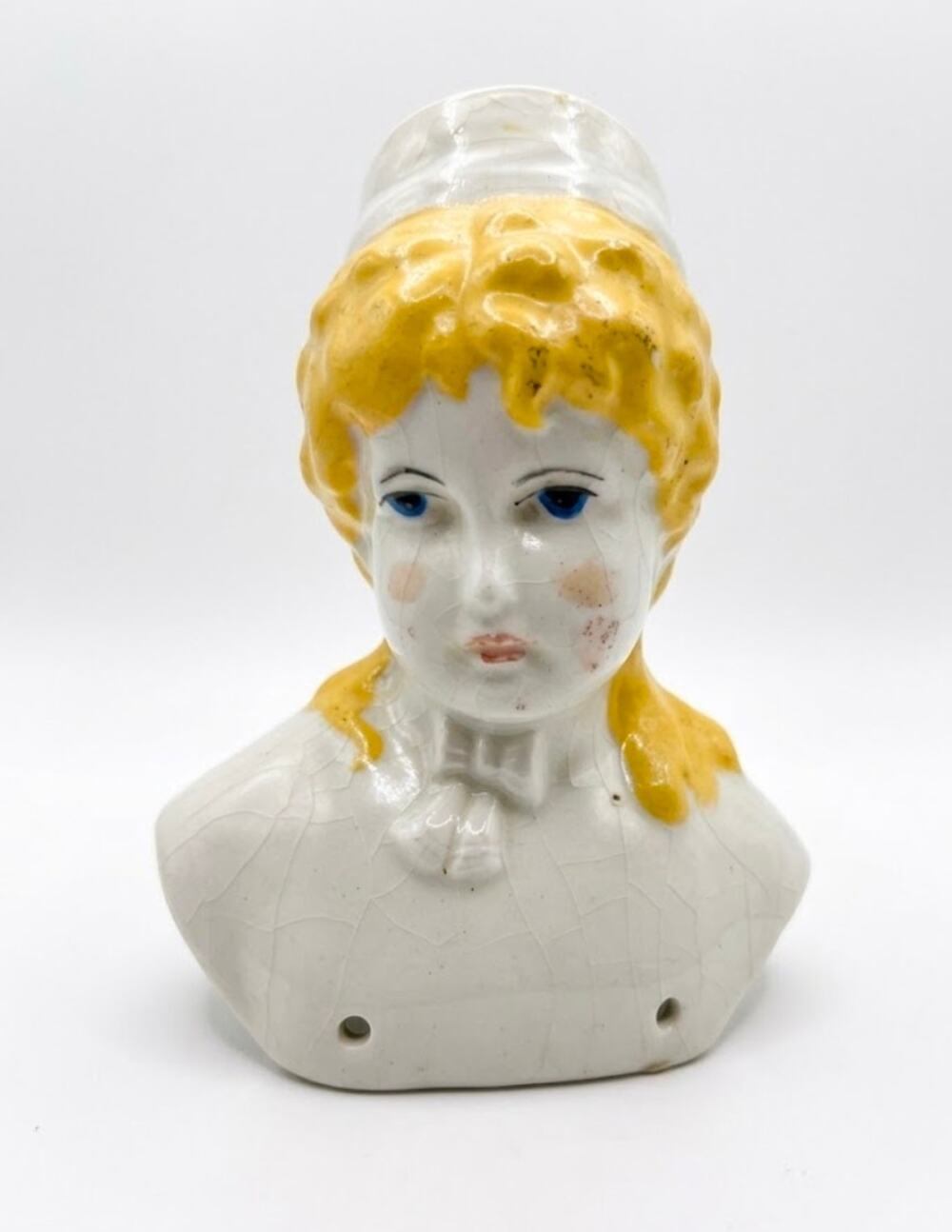 Mid-Century German Bonnet Girl Doll China Head